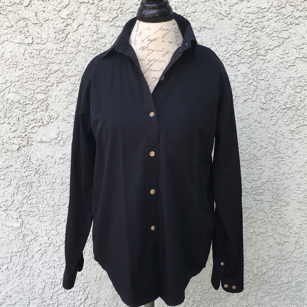 Lands End black button down shirt